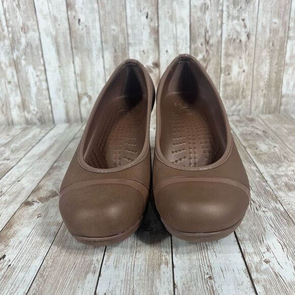 Crocs Lena  plump heel wedge copper Womens 8 - Picture 4 of 6